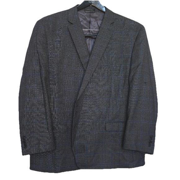 Lauren Ralph Lauren Plaid Sport Coat Men 56R Grey/Blue Two-Button Blazer Jacket - Picture 1 of 7